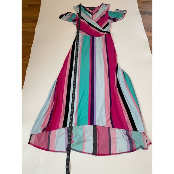 Lane Bryant Size 18/20 Colorful Cold Shoulder Maxi Dress Blue Pink Purple - Picture 6 of 6